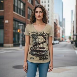 CRASH & BURN Tan King Cobra Graphic Short Sleeve
New
